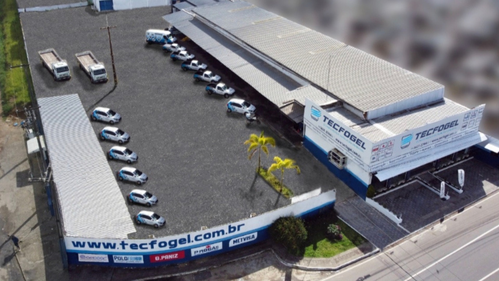 Vista aérea da Tecfogel – empresa de climatização de ambientes na Bahia.